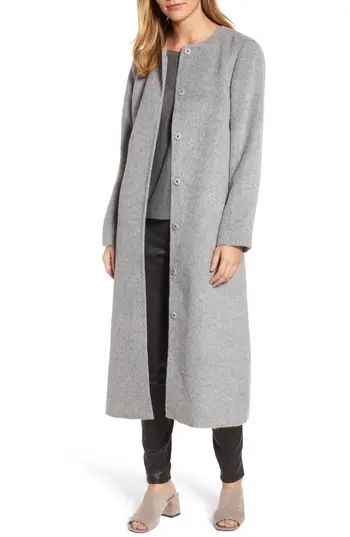 Women's Eileen Fisher Long Alpaca Blend Coat, Size Small - Grey | Nordstrom