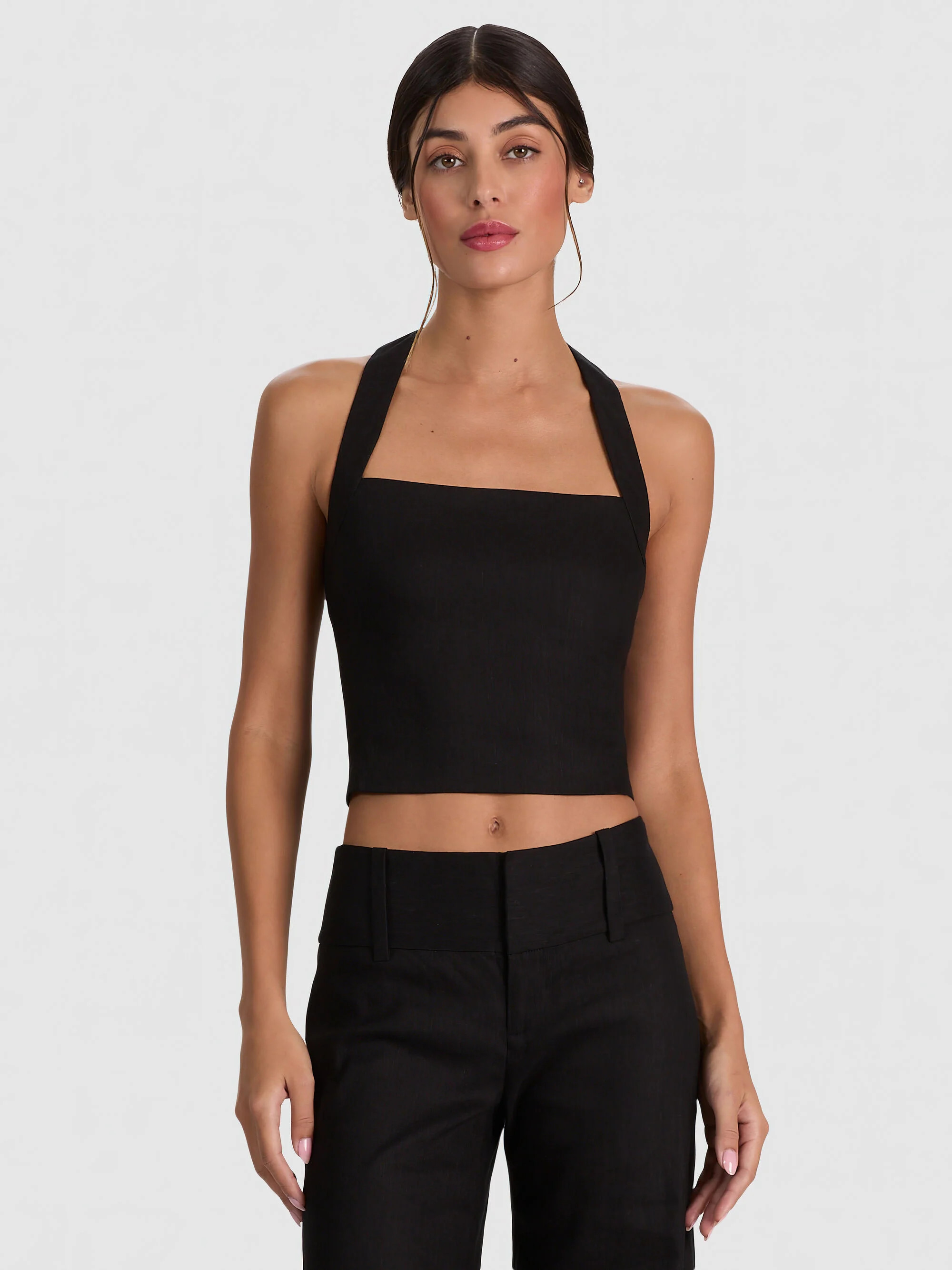FIONA LINEN HALTER TOP | Alice + Olivia
