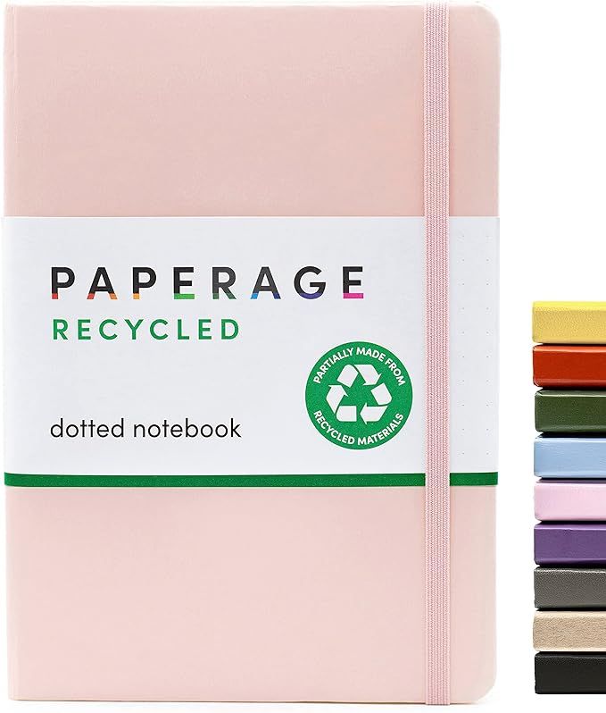 PAPERAGE Recycled Dotted Journal Notebook, (Pink Blush), 160 Pages, Medium 5.7 inches x 8 inches ... | Amazon (US)