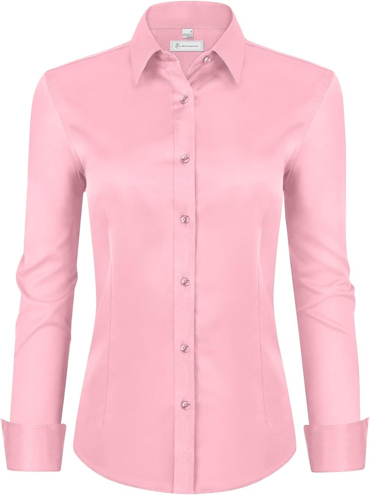siliteelon Womens Classic-Fit Dress Shirts Long Sleeve Button Down Wrinkle-Free Stretch Solid Cas... | Amazon (US)