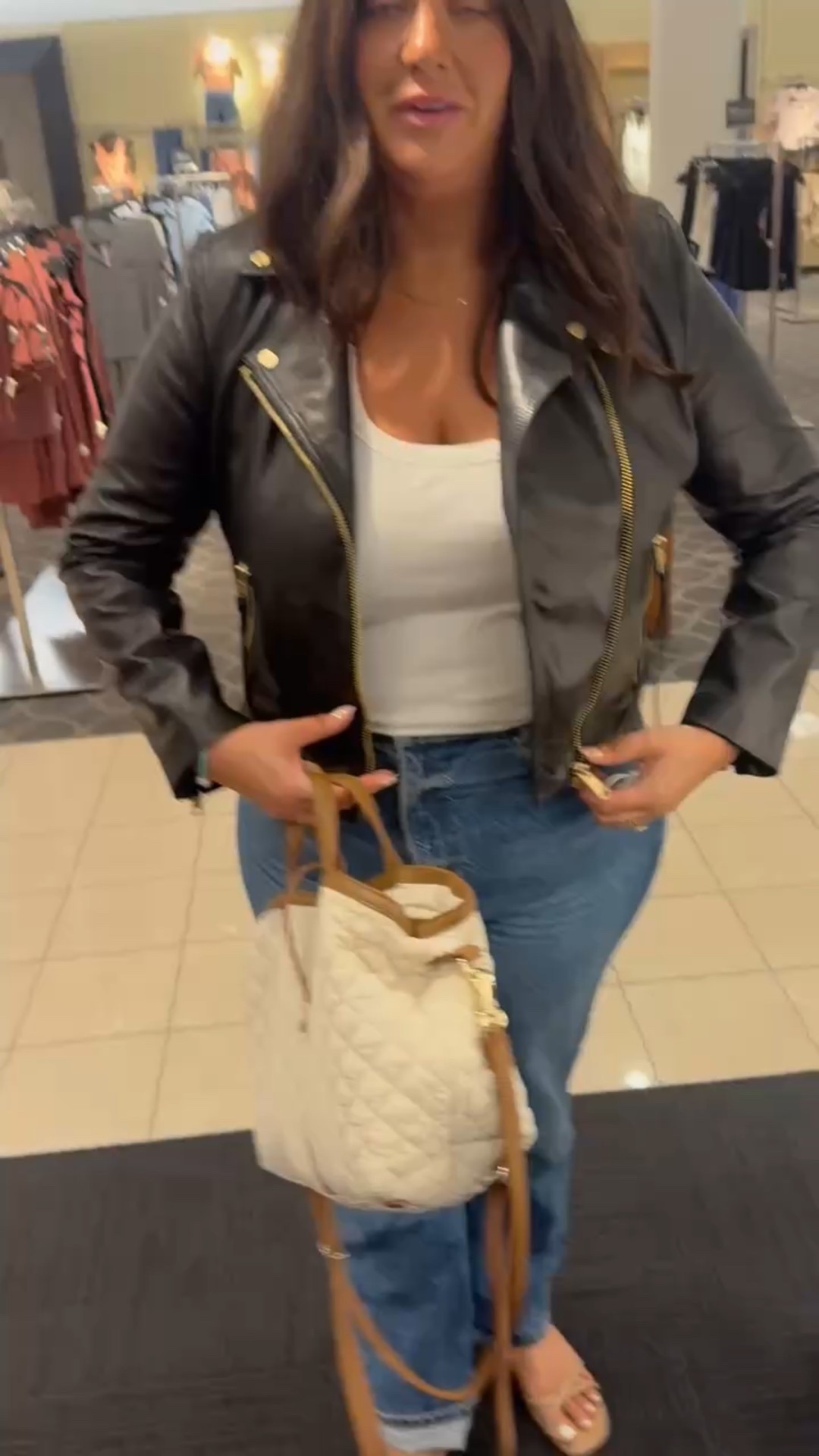I love this jacket (the didn’t have my size in store so 2 sizes too small) and love the gold accents. A great deal
And great time to buy. Take your true size or size up for oversized. 

#LTKSaleAlert #LTKStyleTip