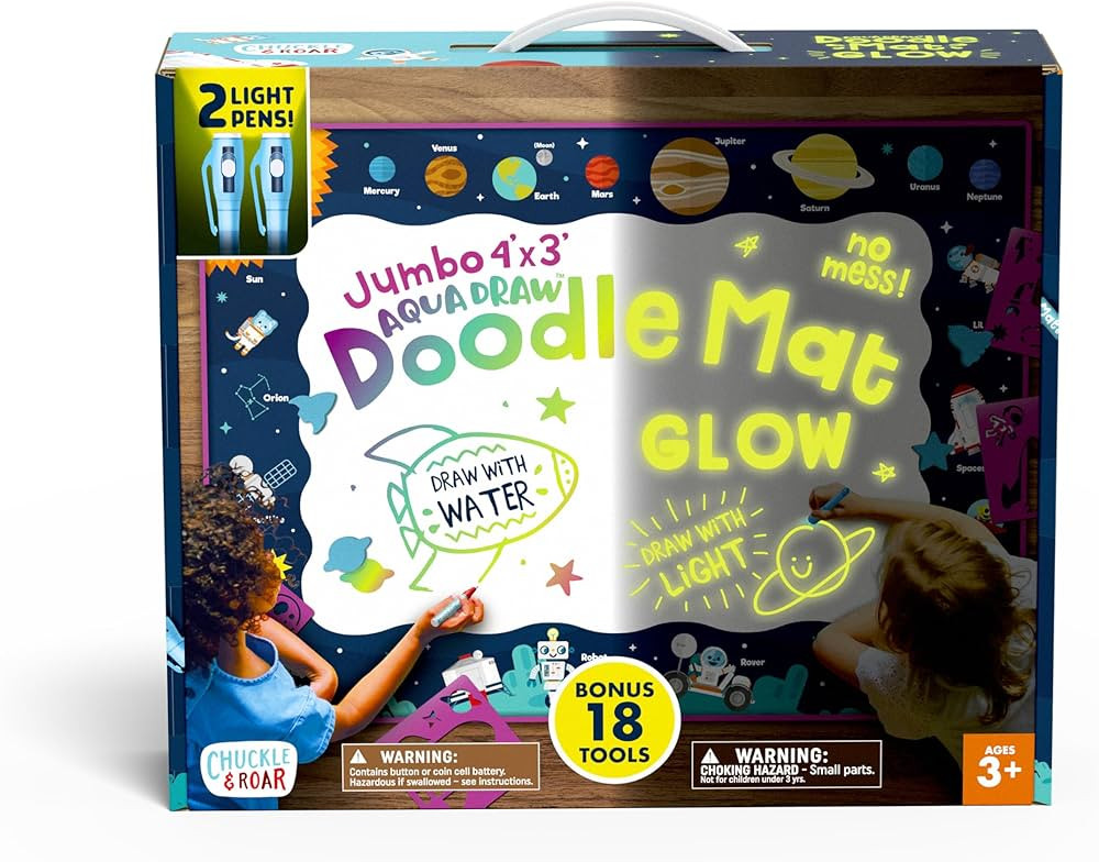 Chuckle & Roar - Aqua Draw Doodle Mat Glow - Water Color Magic Mat - Erase by Letting Mat Dry - E... | Amazon (US)