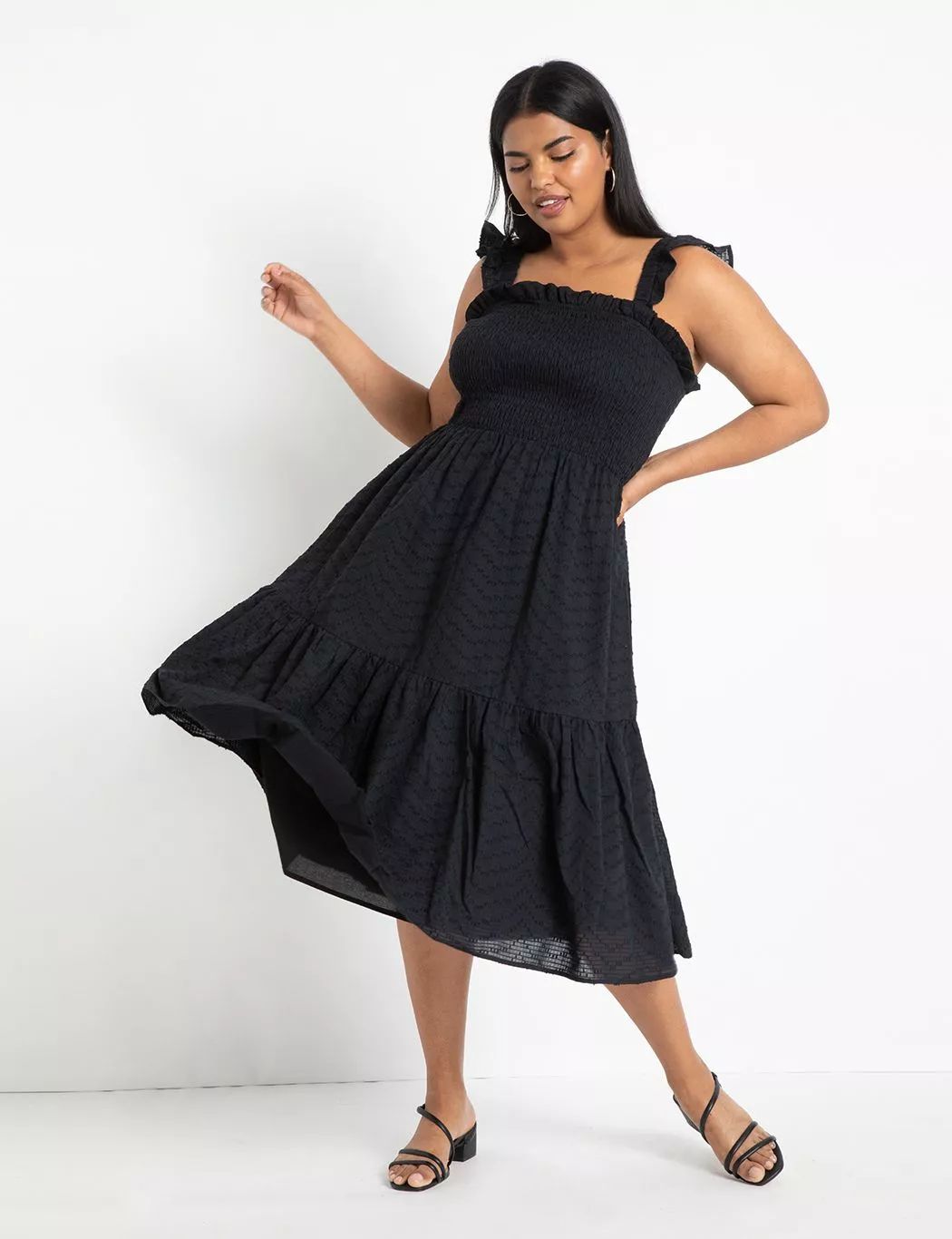 Smocked Bodice Ruffle Dress | Women's Plus Size Dresses | ELOQUII | Eloquii
