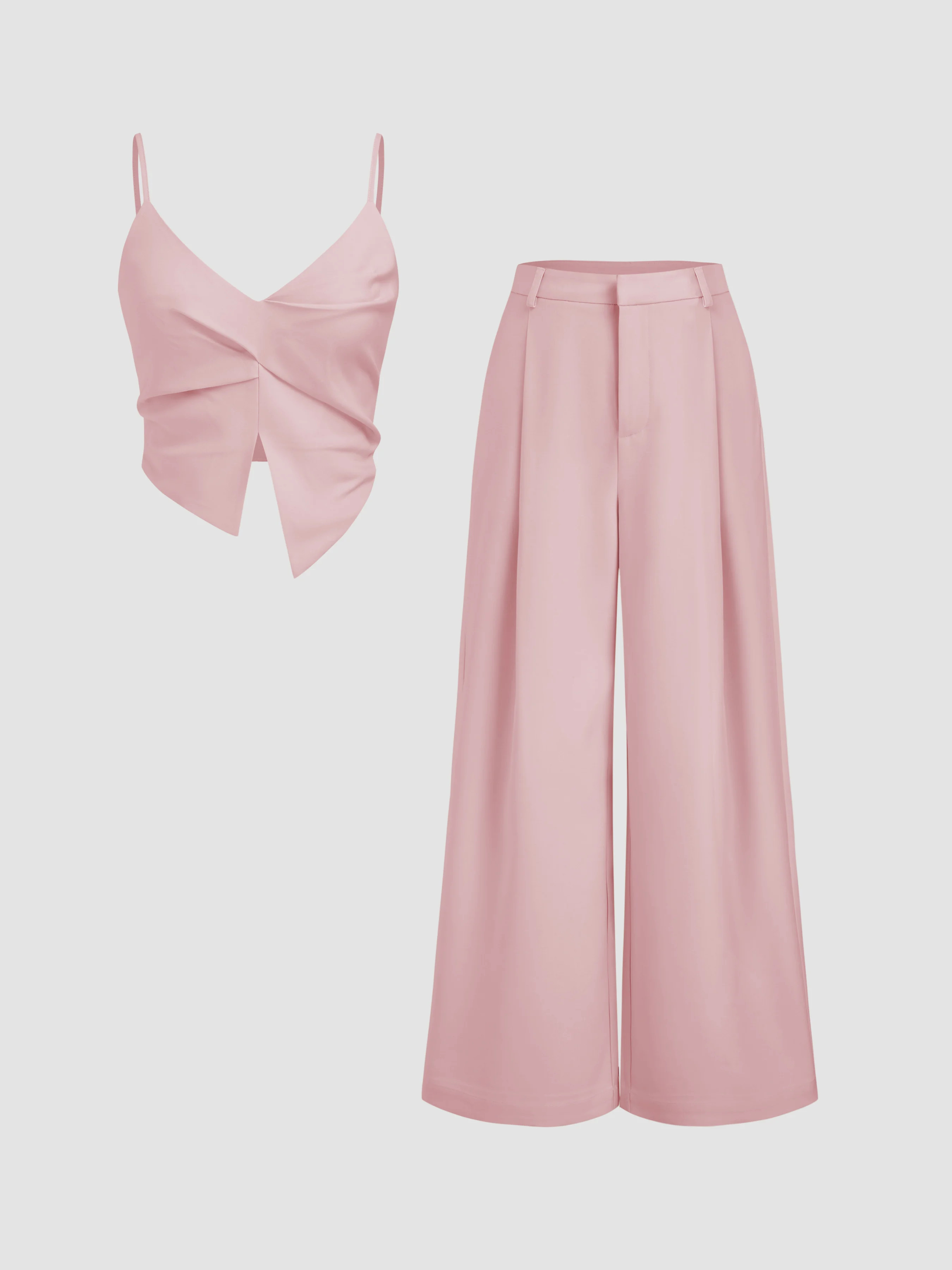 Wedding Wedding Guest Dress wedding guest wedding Woven V-neck Twist Split Crop Cami Top & Mid Ri... | Cider