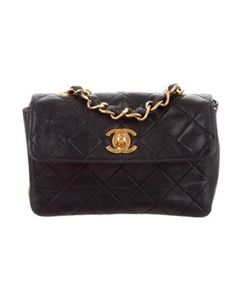 Chanel Vintage Micro Quilted Flap Bag Black | The RealReal
