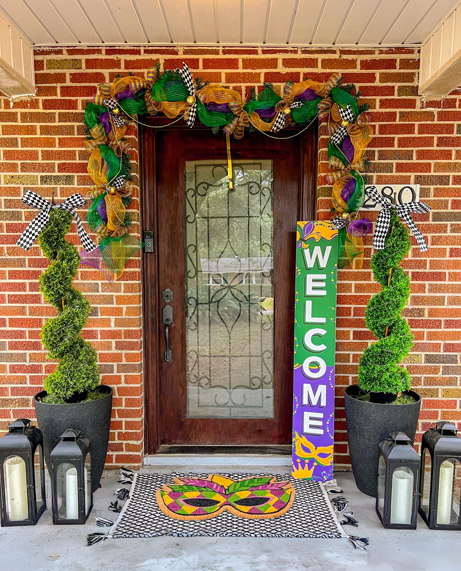 🎭💜✨ Transforming my yearly porch decor into a festive Mardi Gras masterpiece! With bold purples, greens, and golds, I added a touch of carnival magic to my go-to setup.

Tap 'shop' to find the decor items I used, plus a few versatile pieces that make switching up your seasonal style a breeze! 💚💜💛 #LTKhome #MardiGrasDecor 

#LTKSeasonal #LTKFindsUnder50 #LTKHome