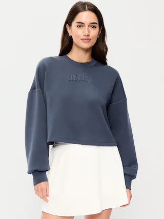 Bounce Fleece Crew-Neck Cropped Sweatshirt | Old Navy (US)