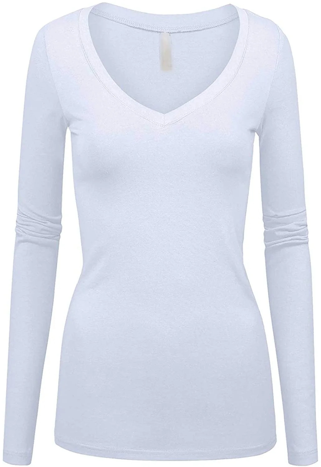 Women's Plus Size Basic Quality V-Neck Soft Stretchy Long Sleeves T Shirt | Walmart (US)