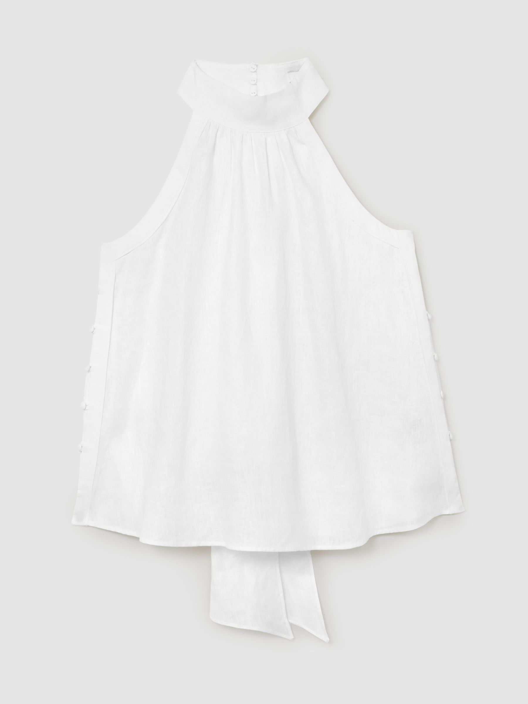 Reiss Linen Sleeveless Scarf-Neck Top in Ivory - REISS | Reiss UK