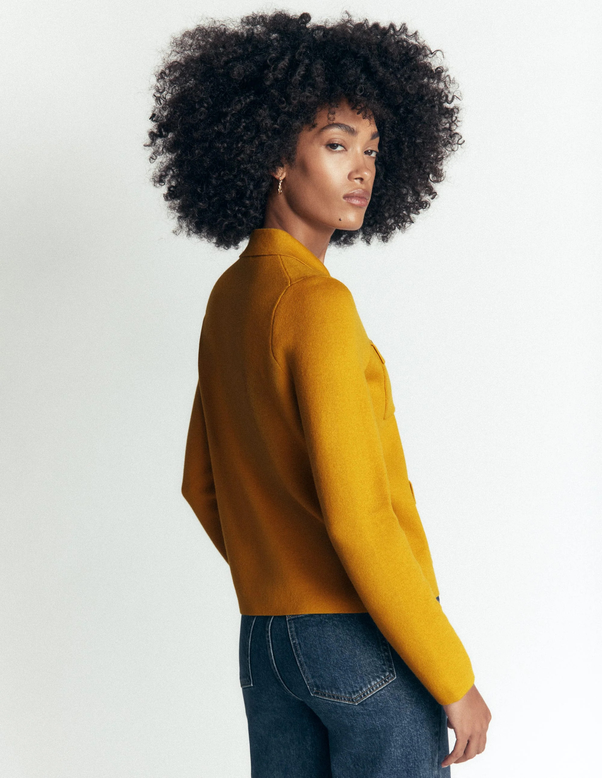 Phoebe Collared Knitted Jacket-Golden Rye | Boden (US)