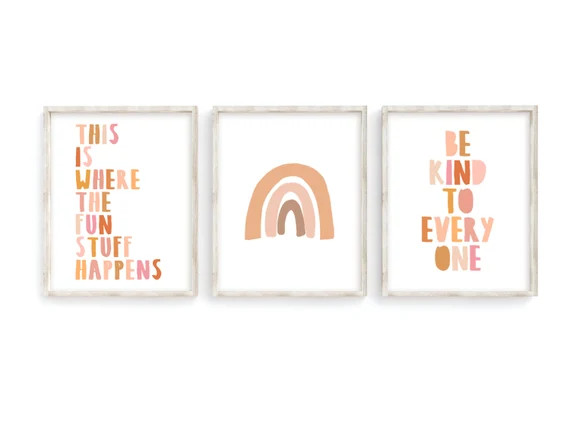 Playroom Print Set, Be kind To Everyone Print, Rainbow Print, Be Kind Print, Playroom Prints, Fun... | Etsy (US)