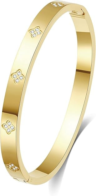Love Bangle Bracelets for Women Trendy Stainless Steel Cubic Zirconia Hinged Friendship Jewelry, ... | Amazon (US)