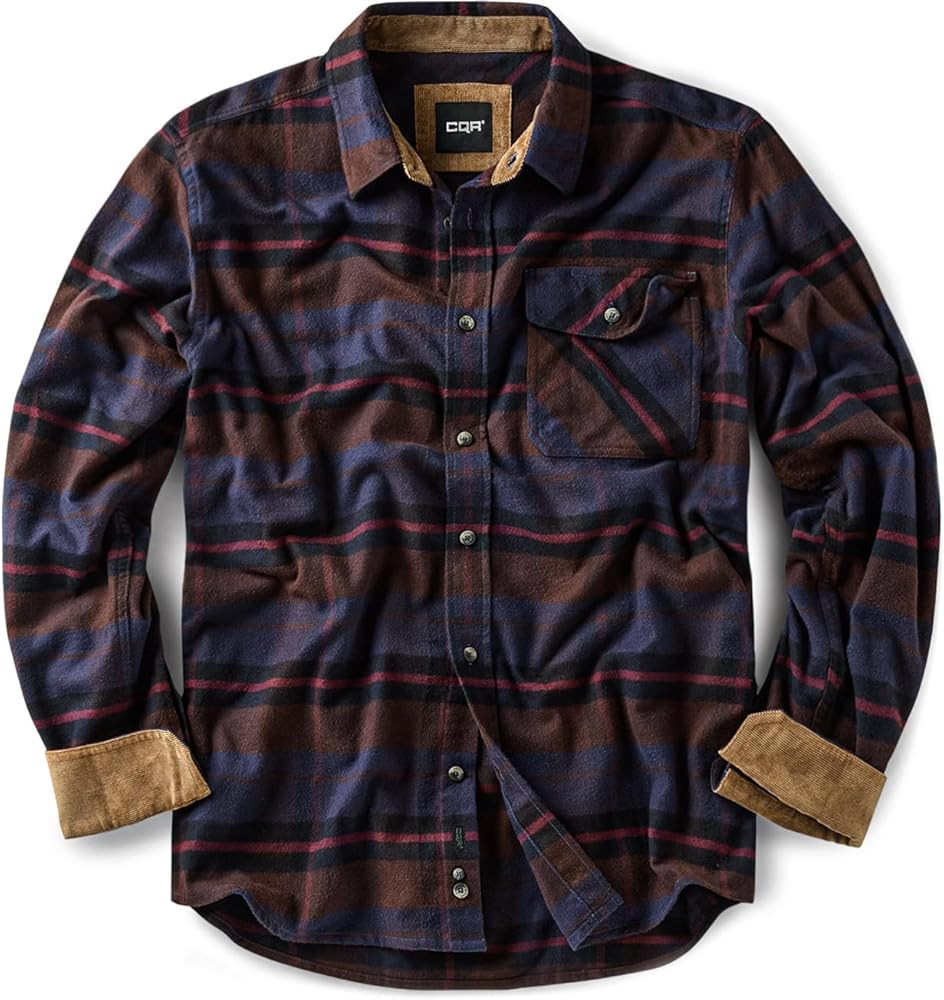 CQR Men's 100% All Cotton Button Down Flannel Shirts, Long Sleeve Brushed Warm Soft Casual Outdoo... | Amazon (US)