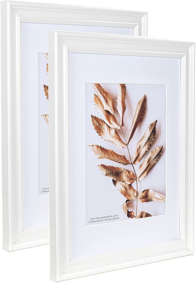 Hogaryo 11x14 Picture Frames White, Display Picture 8x10 with Mat, 2 Set Photo Frames for Wall Mo... | Amazon (US)