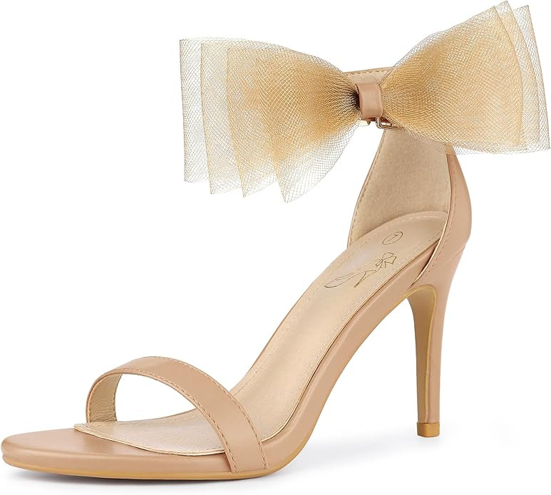 Perphy Open Toe High Heels Ankle Strap Bow Tie Stiletto Heel Sandals for Women | Amazon (US)