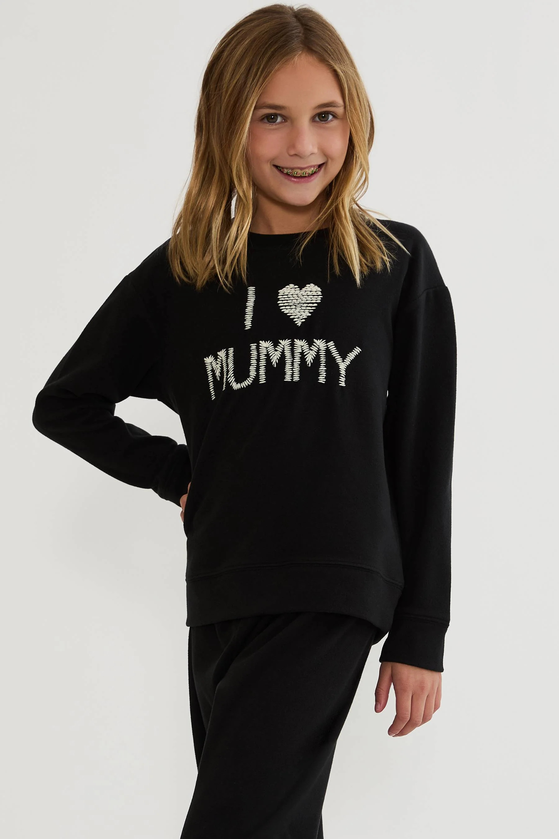 Little Cassia Top Midnight Mummy | Girls Halloween Sweatshirt | Beach Riot | Beach Riot