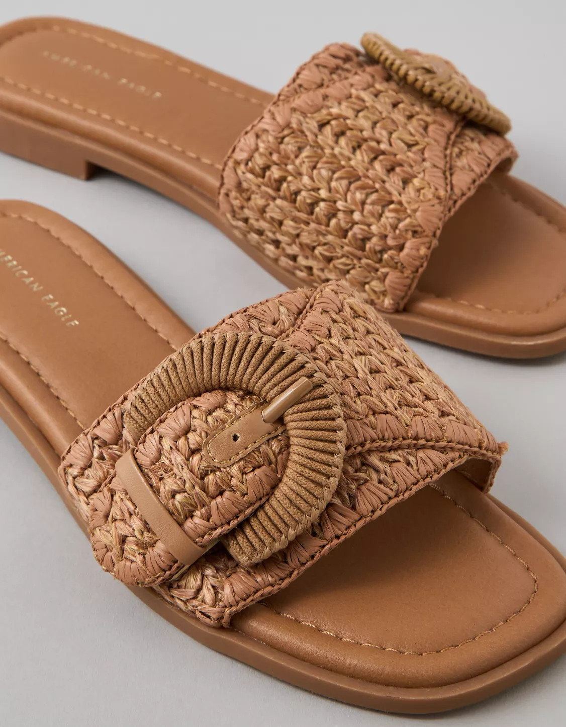 AE Raffia Buckle Slide Sandal | American Eagle Outfitters (US & CA)