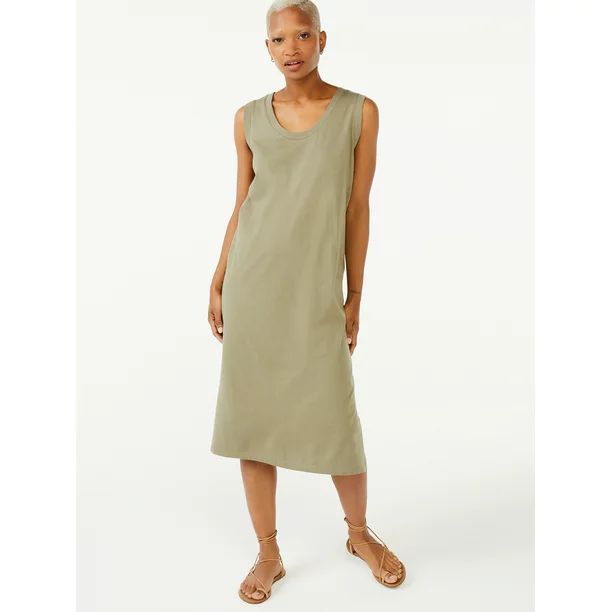 Free Assembly Women's Sleeveless U-Neck Midi Dress | Walmart (US)