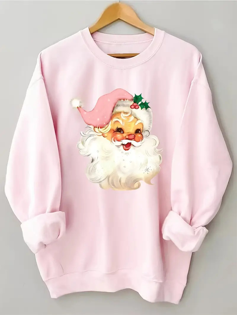 Christmas Santa Claus Print Loose Sweatshirt, Casual Long Sleeve Crew Neck Sweatshirt, Women's Cl... | Temu Affiliate Program