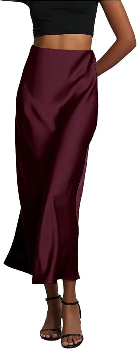 SHENHE Women's Satin Maxi High Waisted A Line Fishtail Skirt | Amazon (US)