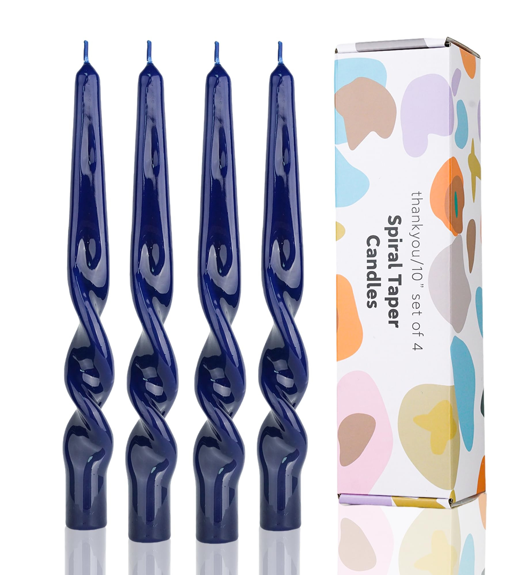 Navy Spiral Taper Candles Twisted Candle Conical Stick Candles for Holiday Wedding Party Wax Unscented Dinner Candle Dripless,Christmas Gift10inch,4pcs(Navy-A) | Amazon (US)