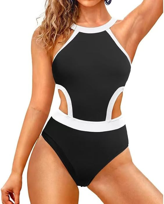Swimsuit Women's One-Piece Swimsuit, High-Neck Design, Sexy Swimwear, Stylish Beachwear | Amazon (US)