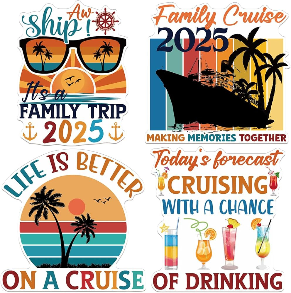 Large Cruise Door Decorations Magnetic - Wxiben 4PCS Retro Family Cruise Ship Door Decorations Se... | Amazon (US)