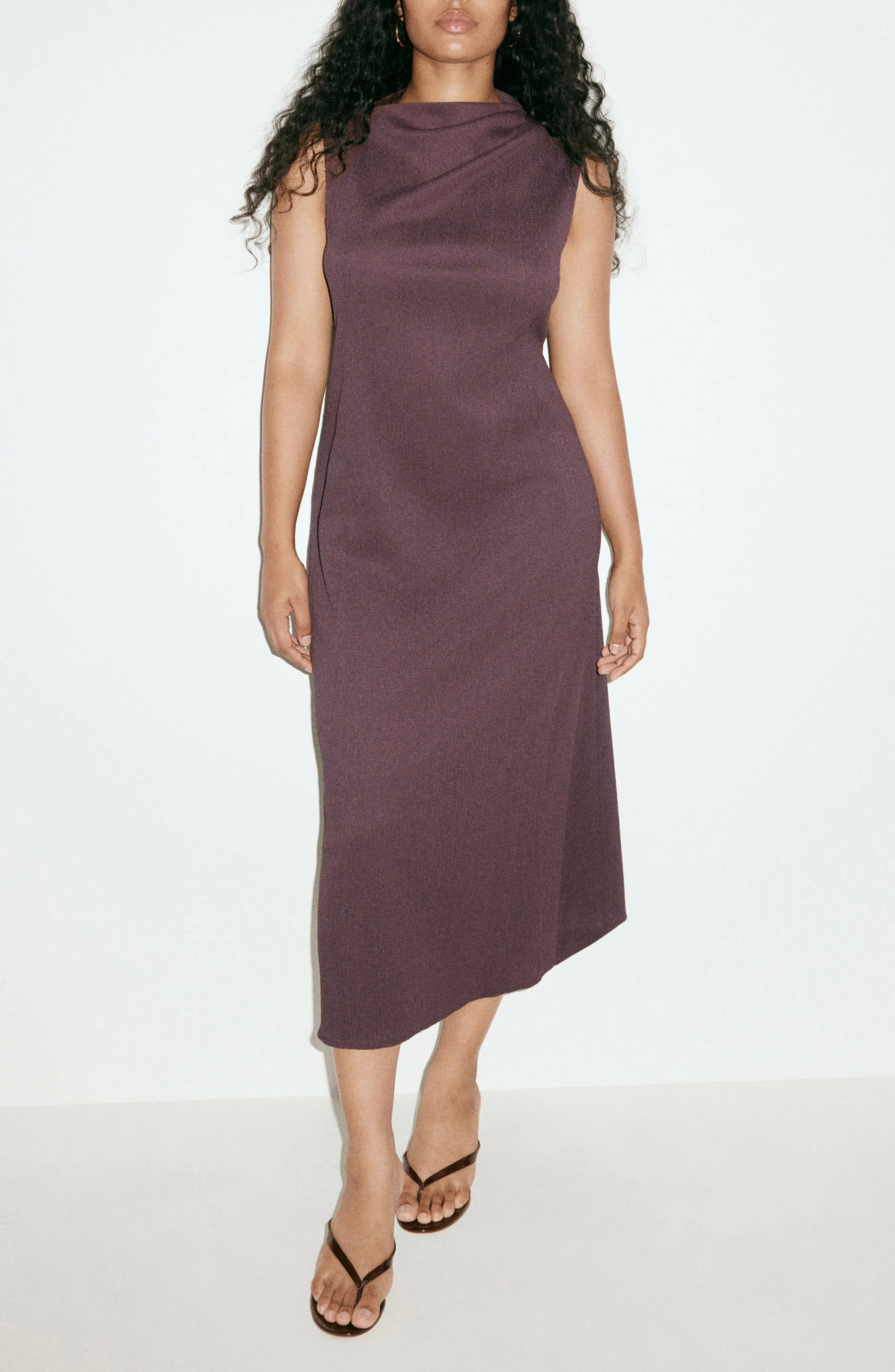 MANGO Pam Asymmetric Neck Midi Dress (Women) | Nordstrom | Nordstrom
