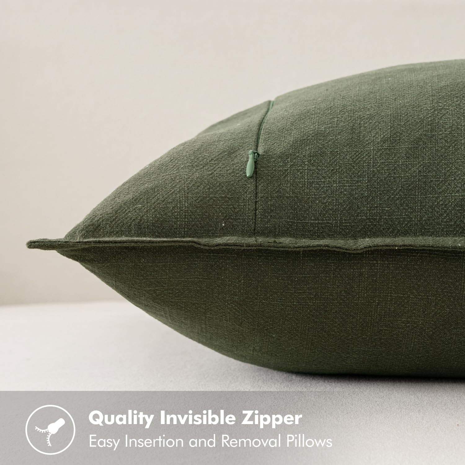 MIULEE Decorative Linen Euro Sham Pillow Covers 24x24 Dark Olive Green Boho Farmhouse Neutral Spr... | Amazon (US)