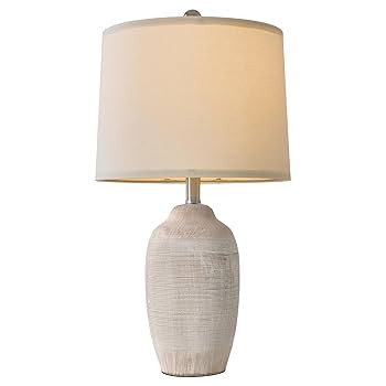 24.5" Vintage Ceramic Table Lamp - Single Farmhouse Rustic Bedside Lamp with Natural Textured Fin... | Amazon (US)