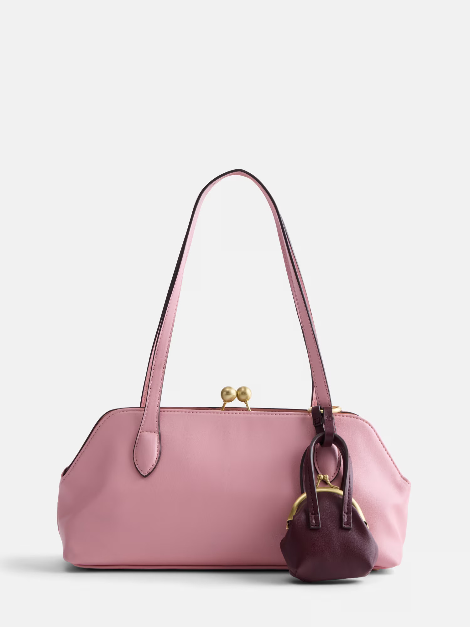 Free Assembly Women's Faux Suede Shoulder Bag with Mini Bag Charm, Dusty Rose | Walmart (US)