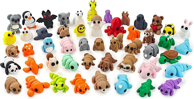 50 pcs Animal Figurines, 3D Printed Animal Figurines Set, Articulated, Party Favors, Pocket Fidge... | Amazon (US)