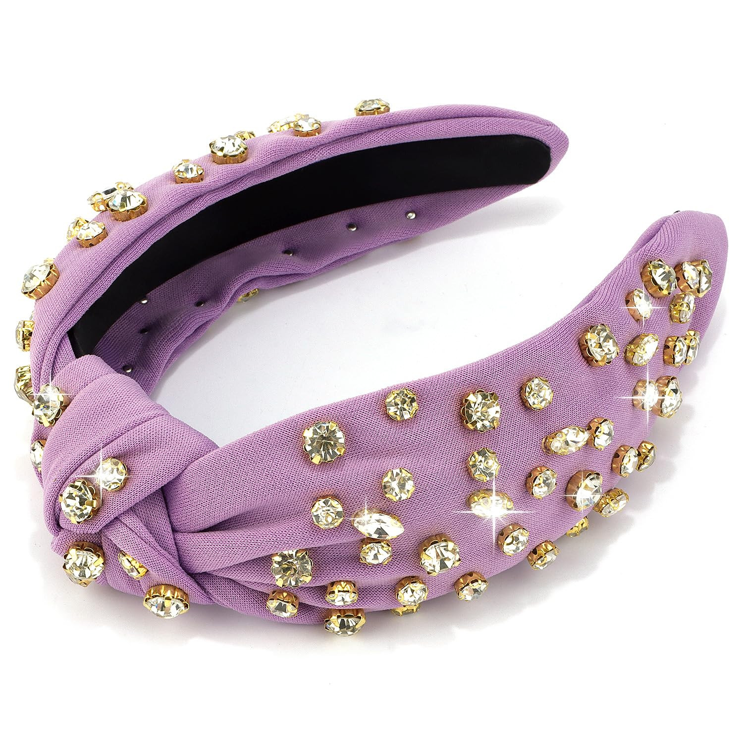 Lavender Headband - Purple Rhinestone Knotted Headband, Wide Top Knot Headbands for Women's Hair,... | Amazon (US)