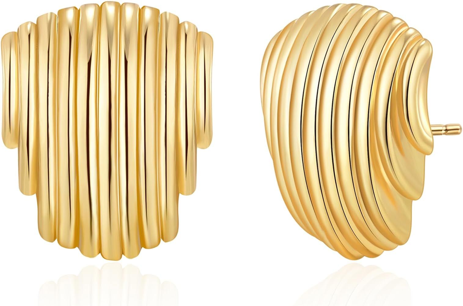 RANKKEF Gold Statement Eearrings Large Chunky Gold Stud Earrings Vintage Earrings for Women Trend... | Amazon (US)