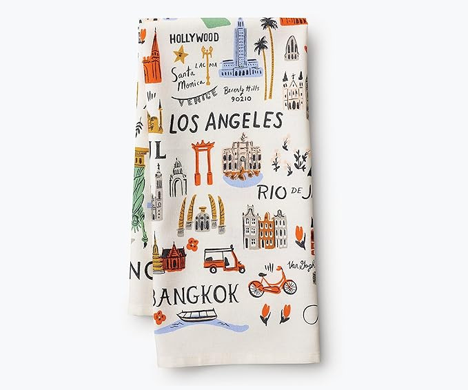 RIFLE PAPER CO. Bon Voyage Tea Towel, 28" L x 21" W, Add Color into Your Kitchen with Vibrant Scr... | Amazon (US)