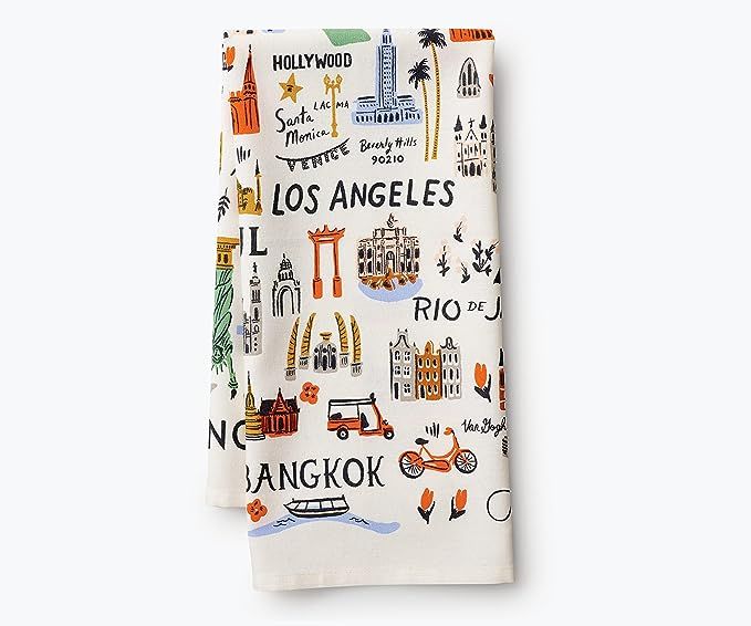RIFLE PAPER CO. Bon Voyage Tea Towel, 28" L x 21" W, Add Color into Your Kitchen with Vibrant Scr... | Amazon (US)
