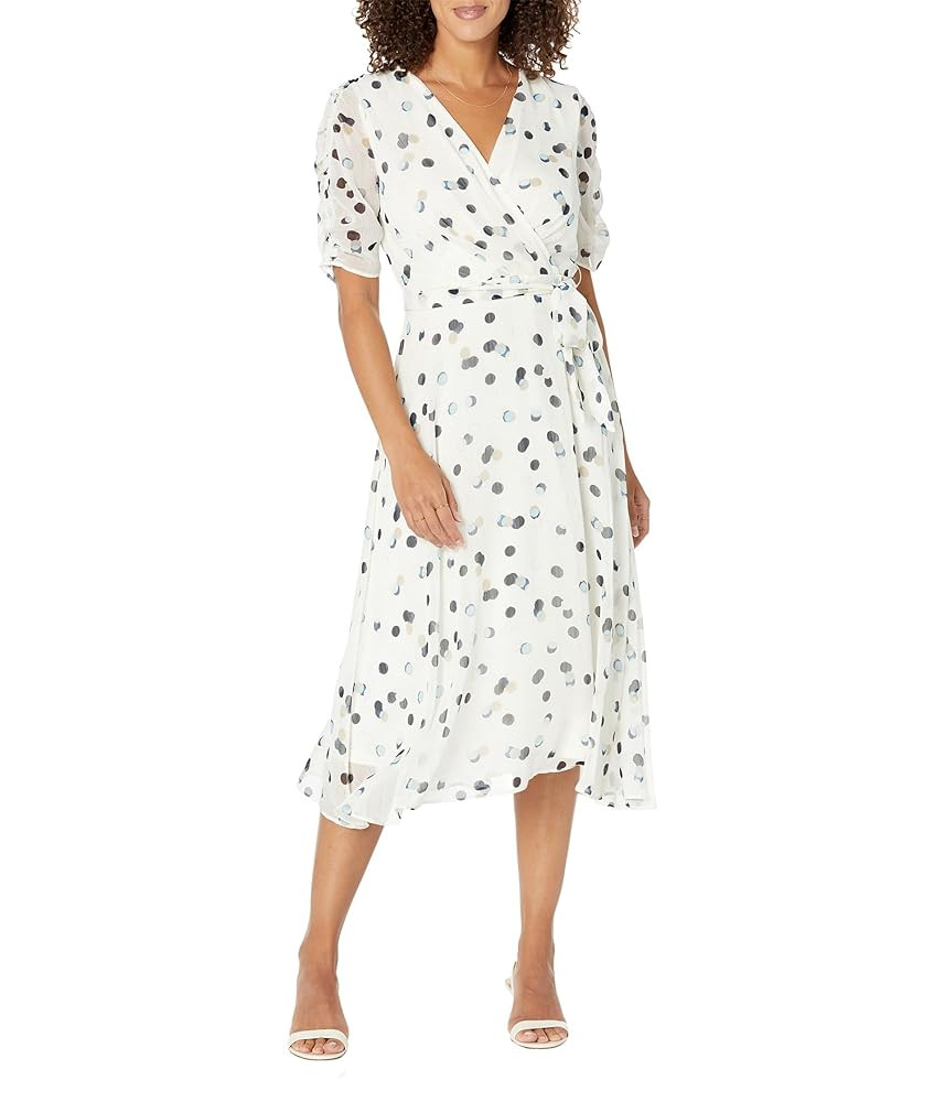 DKNY Ruched Sleeve V-Neck Faux Wrap | Amazon (US)