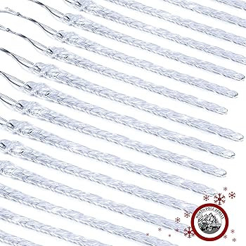 Large Twisted Clear Glass Icicle Christmas Ornaments for Christmas Trees - Set of 24 Icicles Chri... | Amazon (US)