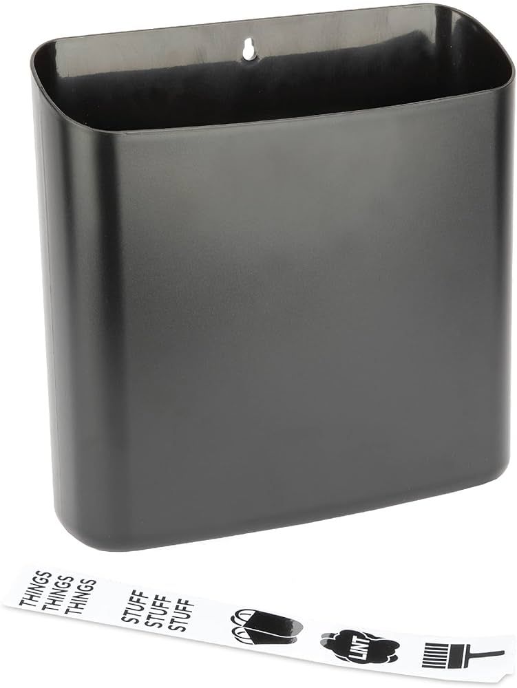 JS Jackson Supplies Black Lint Bin with Magnetic Back, Large Space Saving Trash Bin and Organizer... | Amazon (US)