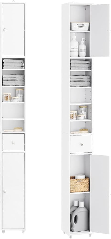 SoBuy Bathroom Narrow Storage Cabinet, Skinny Tall Unit with Adjustable Shelves Slender, Slim Bat... | Amazon (US)