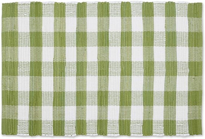 DII Buffalo Check Rug Collection, Hand Dyed Reversible Chindi Rug, 26x40, Antique Green | Amazon (US)