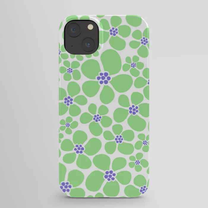 Groovy Flowers Green iPhone Case | Society6