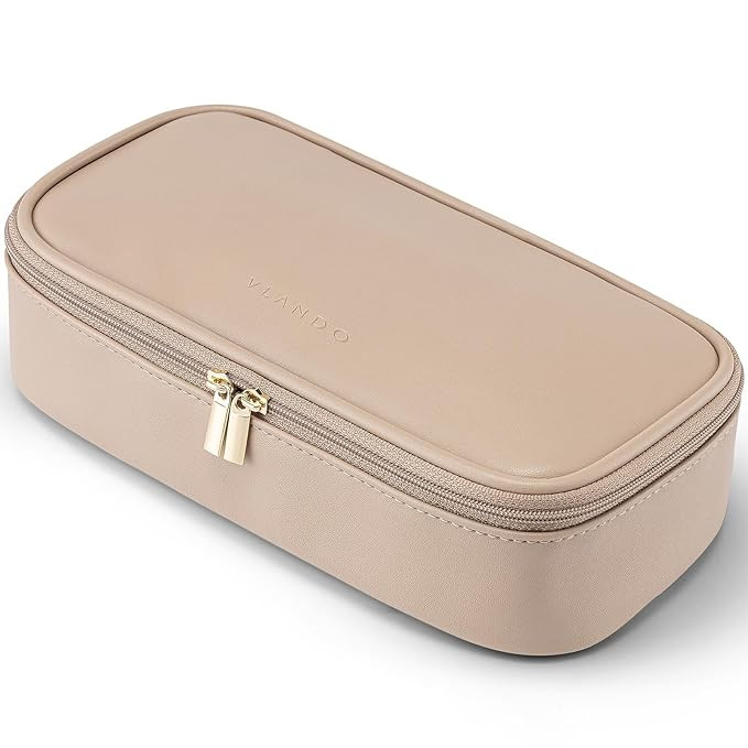 Vlando Travel Makeup Bag Small Makeup Bag for Women Makeup Pouch Purse Toffee | Amazon (US)