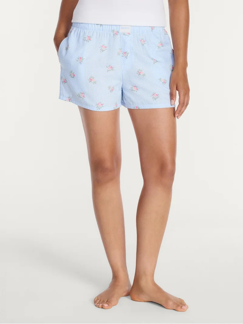 Joyspun Women's Woven Pajama Boxer Shorts, 3'' Inseam, Sizes XS-2X | Walmart (US)