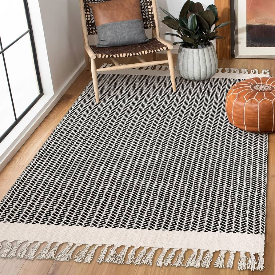 Lahome Boho Entryway Rug, 3x5 Rug for Bedroom Lightweight Washable Throw Rug Woven Cotton Bathroo... | Amazon (US)