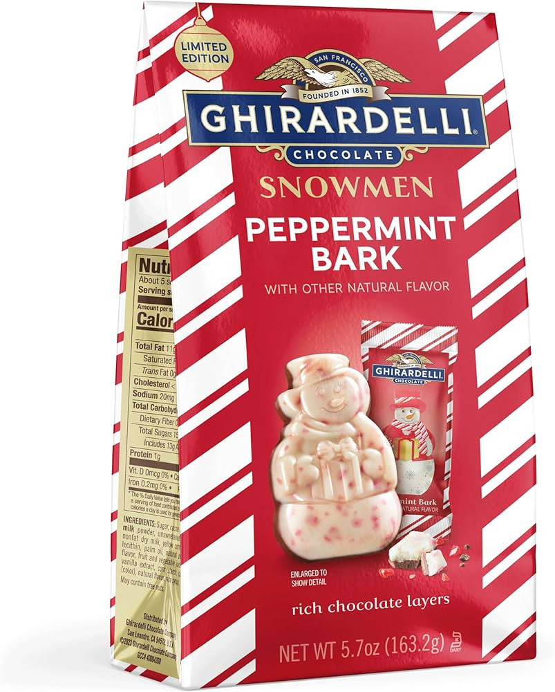 GHIRARDELLI Peppermint Bark Snowmen – Limited Edition Holiday Chocolate Candy Featuring Layers ... | Amazon (US)