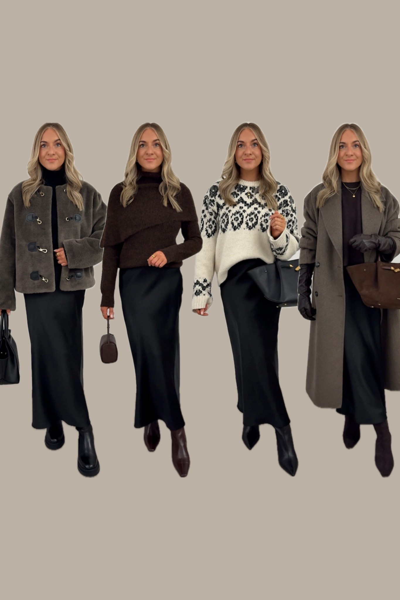 Black satin midi skirt outfits 

#LTKdatenight #LTKwinter #LTKsale