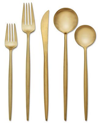 Hampton Forge Skandia Zephyr Satin Gold 20-PC Flatware Set, Service for 4 & Reviews - Flatware - ... | Macys (US)