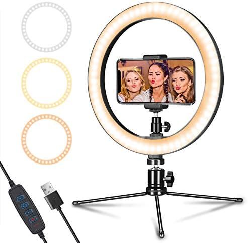 LED Ring Light 10" with Tripod Stand & Phone Holder for Live Streaming & YouTube Video, Dimmable ... | Amazon (UK)