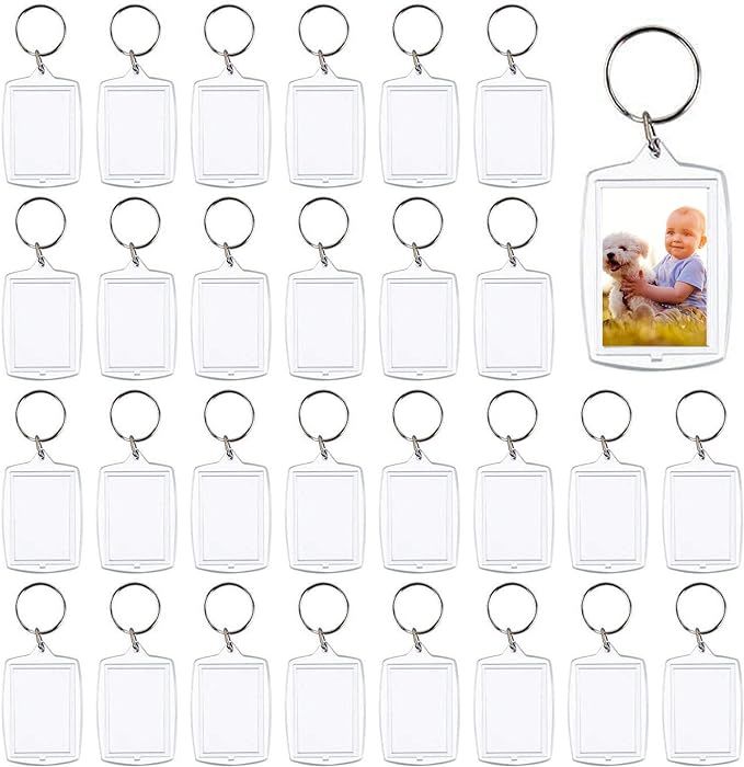 30 PCS Photo Insert Keychains, Acrylic Clear Blank Keyrings Picture Frame Keyring with Split Ring... | Amazon (US)
